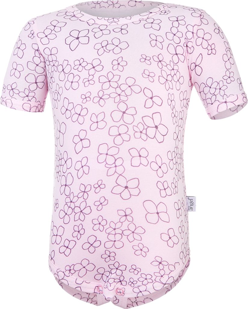 Body/Shirt dünn DRUCK kurzer Ärmel Outlast - Babyrosa Blümchen, 92