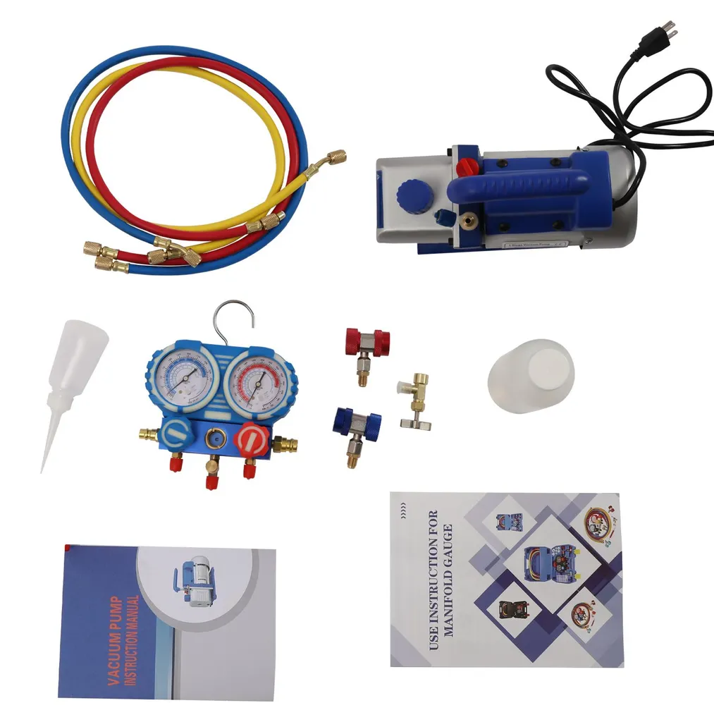 Kit pompe à vide pour climatisation polyvalent avec mallette de mesure