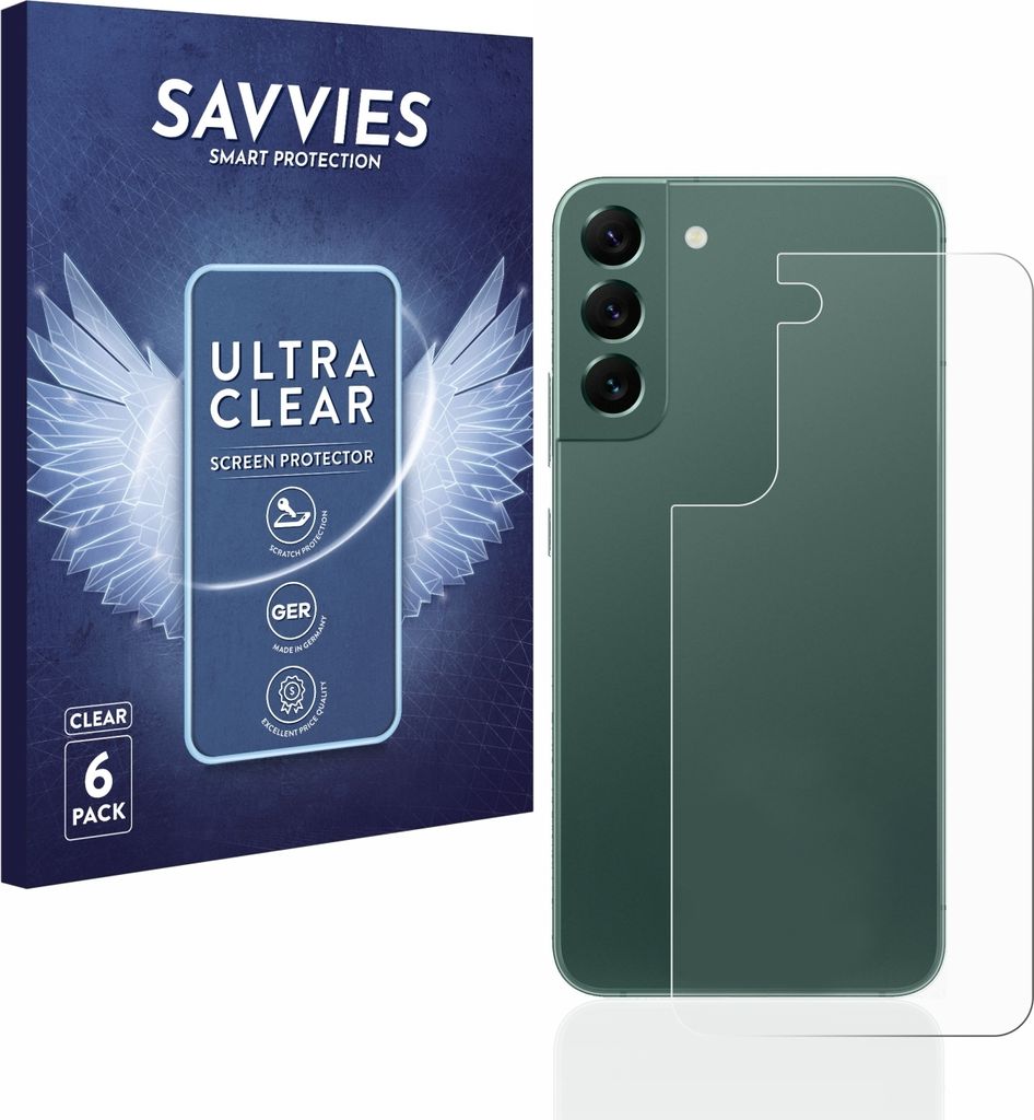 6x Für Samsung Galaxy S22 Plus 5G (Rückseite) Schutzfolie Savvies Displayschutz Display Schutz Folie Klar Transparent
