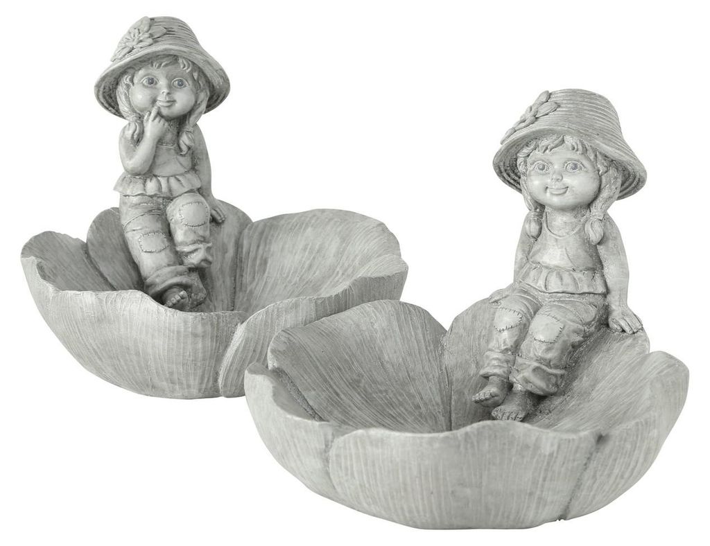 Vogeltränke Paula Mädchen Kunstharz grau H.19 cm Stückpreis Produktbild 