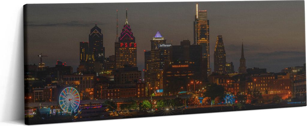 Philadelphia Riesenrad – Leinwandbild Wandbild – 125x50 cm – Leinwandbilder – Wandbilder – Schlafzimmer – Flur