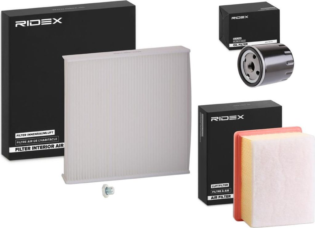 RIDEX Filterset Inspektionspaket Filtersatz passend für PEUGEOT 206 Schrägheck (2A/C) PARTNER Combispace (5F) PARTNER Kasten (5) für CITROËN