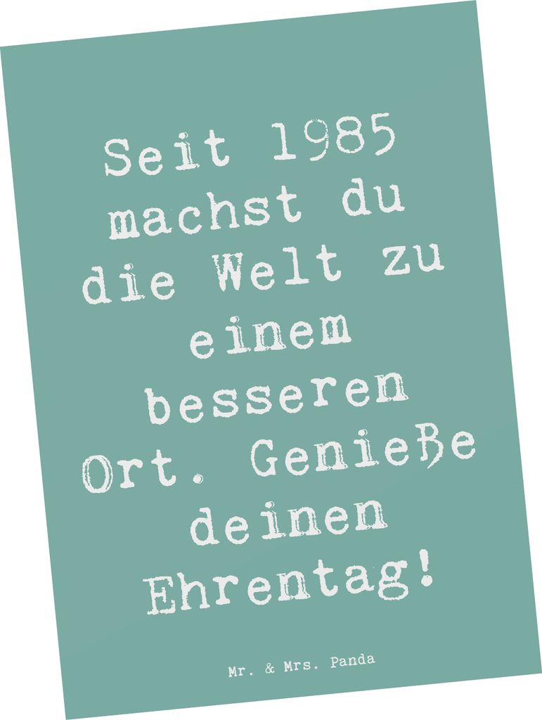 Mr. & Mrs. Panda Postkarte Spruch 1985 Geburtstag - Meeresbrise - Geschenk, Glückwunsch, Geburtstagsgeschenk, Jahrgang, spruchkarte, Ansichtskarte...