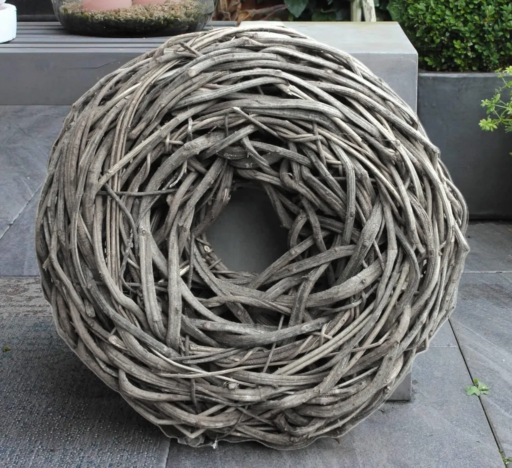 Décoration de porte couronne de lianes rustique 50cm pour façade et jardin