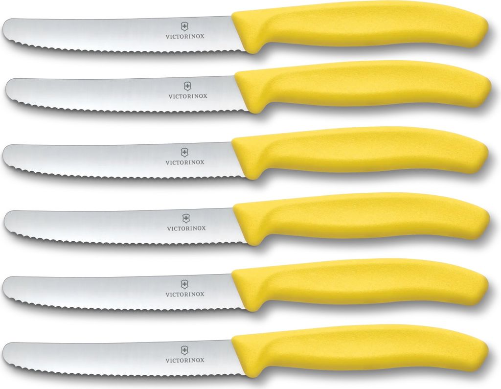 Victorinox | Tafelmesser Set | 6-teilig | Swiss Classic Serie | gelbe Griffe | langlebig & spülmaschinenfest | ideal für präzises Schneiden im A...