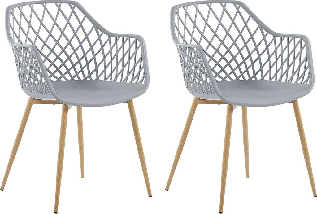 BELIANI Esszimmerstuhl 2er Set Grau Kunststoff/Metall Modern Minimalismus Wohnzimmer Esszimmer Salon