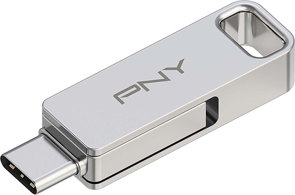 PNY Duo Link 256GB USB Stick Dual Typ-C und Typ-A 3.2 Gen 1 Stahl