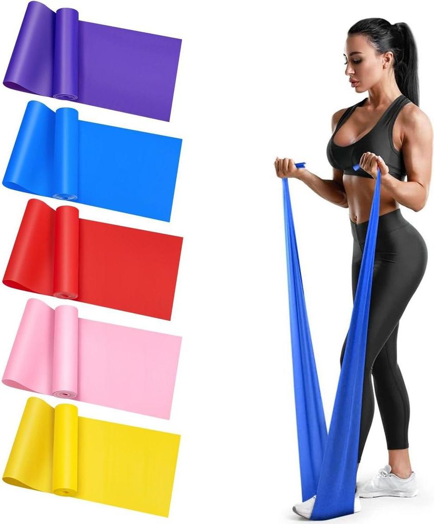 INF 5er Set TPE Widerstandsbänder - Elastische Bänder für Yoga, Pilates, Heimtraining