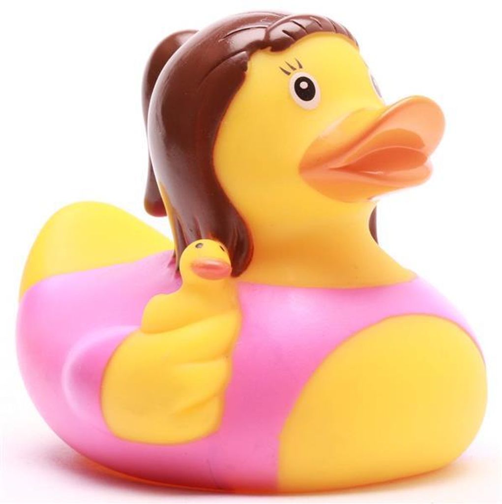 Badeente Mutter mit Kind pink Vinyl 7,5 cm