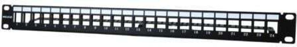 19" PHASAK 1U Frontplatte für 24 Keystone-Steckverbinder mit UTP-Kabelorganisation, rackmontierbar, schwarz, robust und einfach zu installieren