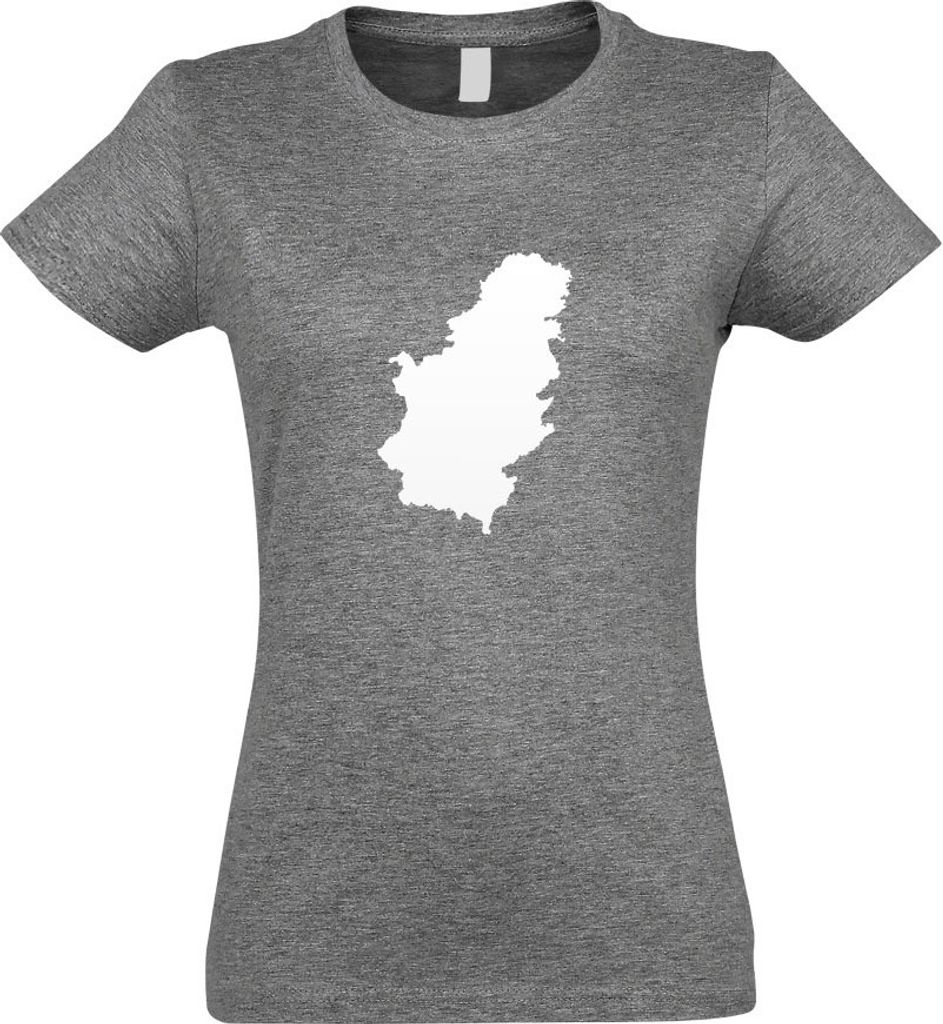 Kiwistar - T-Shirt tailliert - Damen - Graumeliert - Serbien Umriss Kontur - mit Motiv Bedruckt - Funshirt Design - Sport - Freizeit - Damen - XXL