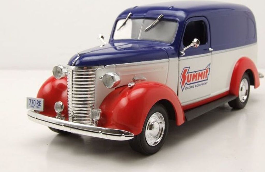 Greenlight Collectibles 85061 Chevrolet Panel Van 1939 blau weiß rot Summit Racing 1:24