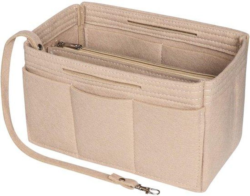 Beige Handtas Organizer Inzetstuk aus Felt, Bag in Bag Tas Organizer, groß, für Speedy und Neverfull