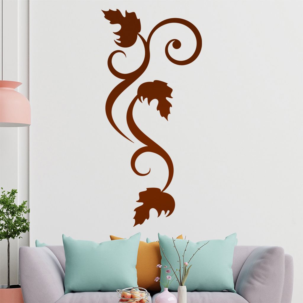Blätter - Linien Wandtattoo in 6 Größen - Wandaufkleber Wall Sticker - Dekoration, Küche, Wohnzimmer, Schlafzimmer, Badezimmer