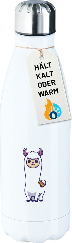 Huuraa Trinkflasche Lama Comic 500ml White Edelstahl Wasserflasche Trinkflasche Geschenkidee