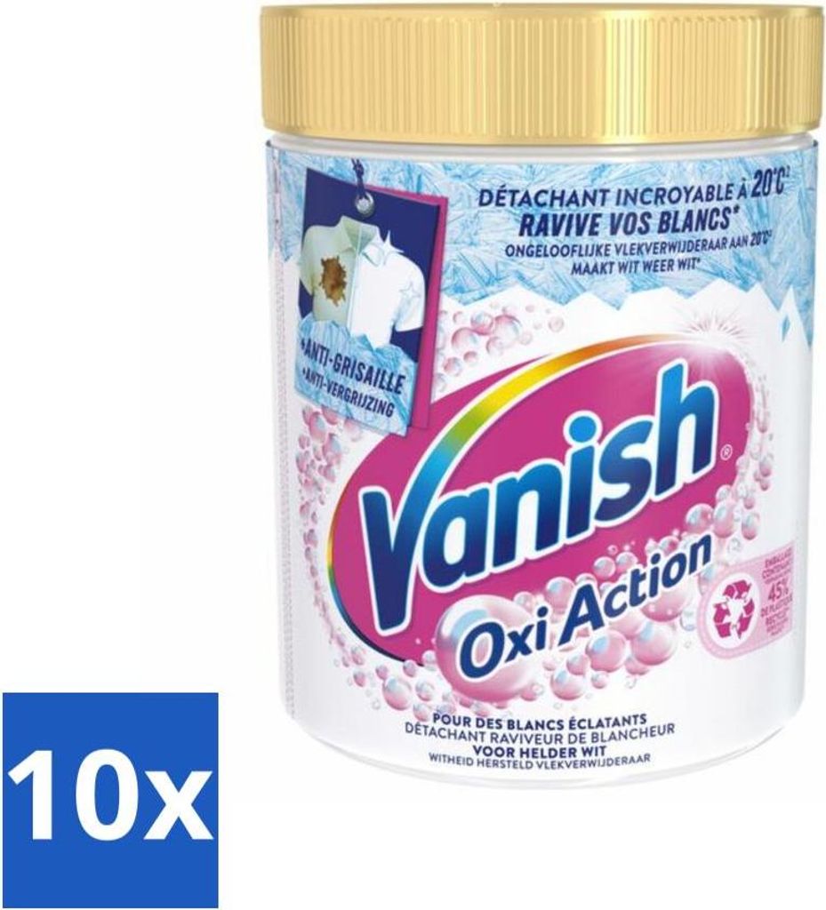 Vanish – Fleckenentferner – Oxi Action Whitening Booster – Für weiße Wäsche – Pulver – 940 g - Vorteilspack - 10 Stücke