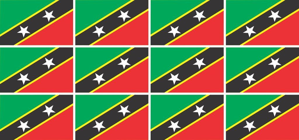 Mini Aufkleber Set - Pack glatt - 50x31mm - selbstklebender Sticker - St Kitts - Flagge / Banner / Standarte fürs Auto, Büro, zu Hause und die Sc...