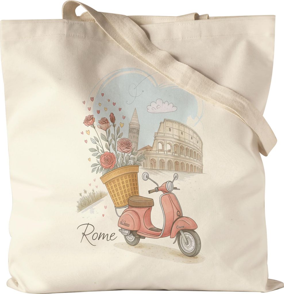 Rome Tragetasche Jutebeutel Geschenkidee Italien Souvenir Urlaub Reise Kolosseum Romantik