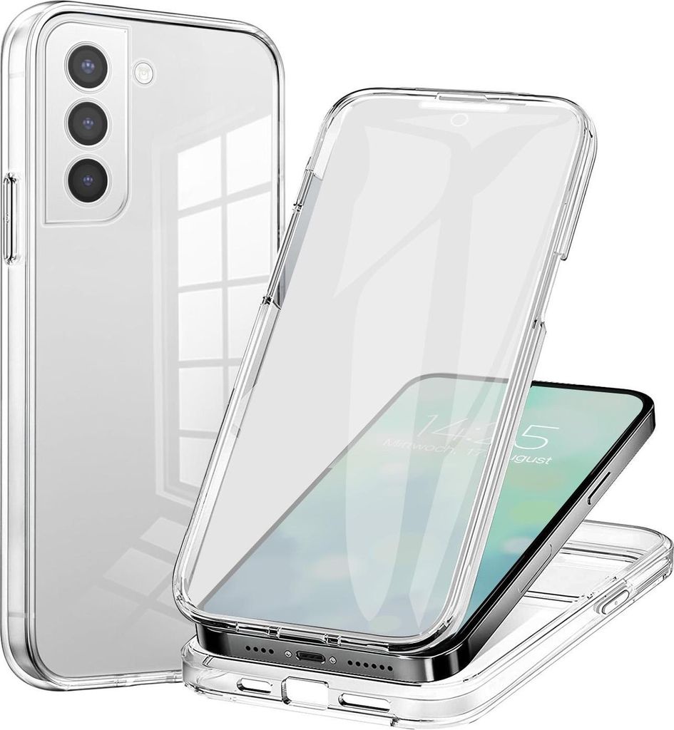 360 Grad Handyhülle für Samsung Galaxy S21 FE Case Cover Hülle Bumper Rundum Schutzhülle Smartphone Schutz Transparent