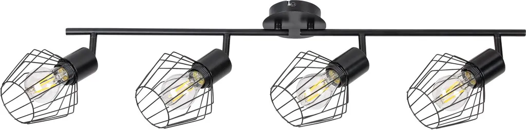 Lustre Plafonnier Métal Noir Industriel 4 Ampoules E27 Belano 3537