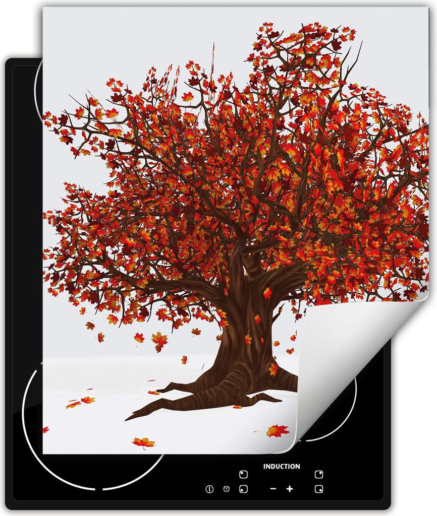 DarHaus Herdabdeckplatte 45x52 cm Anti Rutsch Matte Aufrollbar, Baum