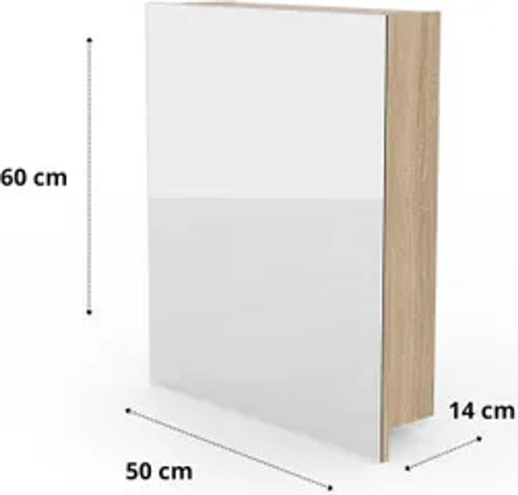 Spiegelschrank Schwarz Matt - 50x60x14 cm - Produktbild 2
