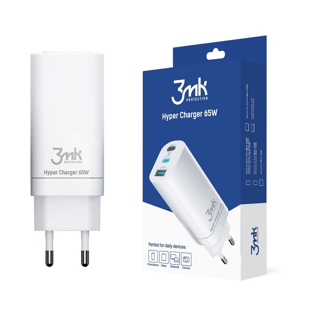 3mk Schnell Ladegeräte Hyper Charger 65W USB-A / 2x USB-C QC 3.0