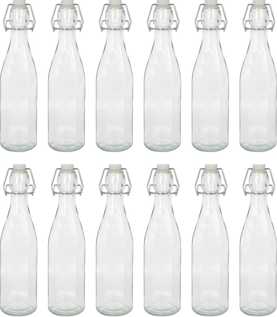 Argon Ta Glasflaschen mit Bügelverschluss – 520 ml – 12 Stück
