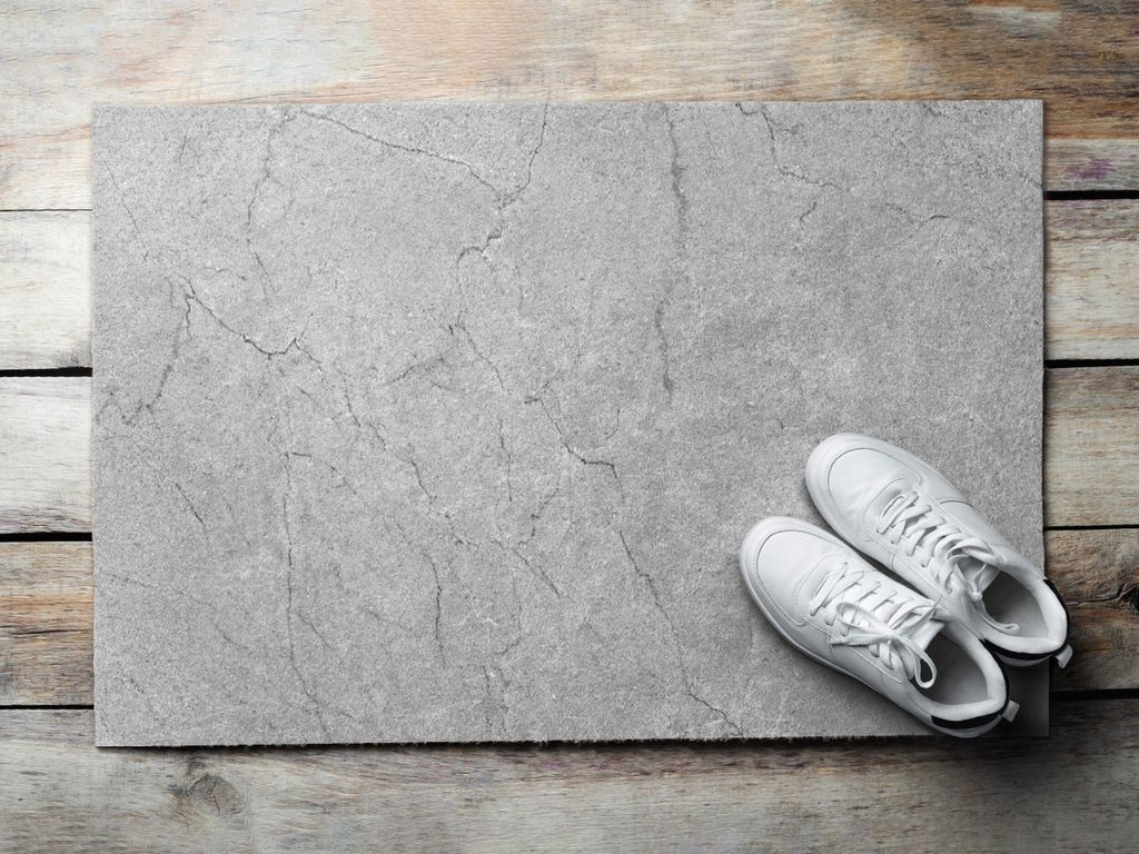 Fußmatte Aussen - Schuhmatte Haustür- Schmutzfangmatte Türvorleger - Outdoor Teppich Schmutzfänger - 60x40 cm - Grauer Zement
