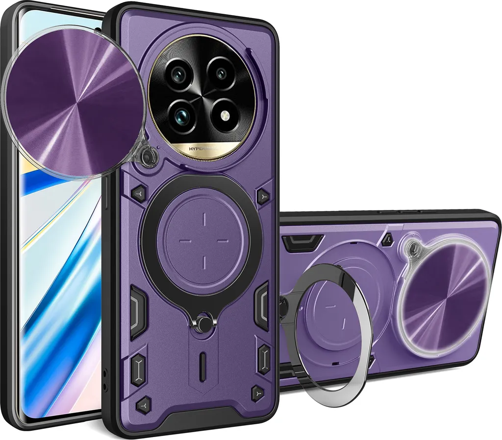 Custodia Realme P2 Pro / 13 Pro Plus Armor Case Viola con Ring Kickstand