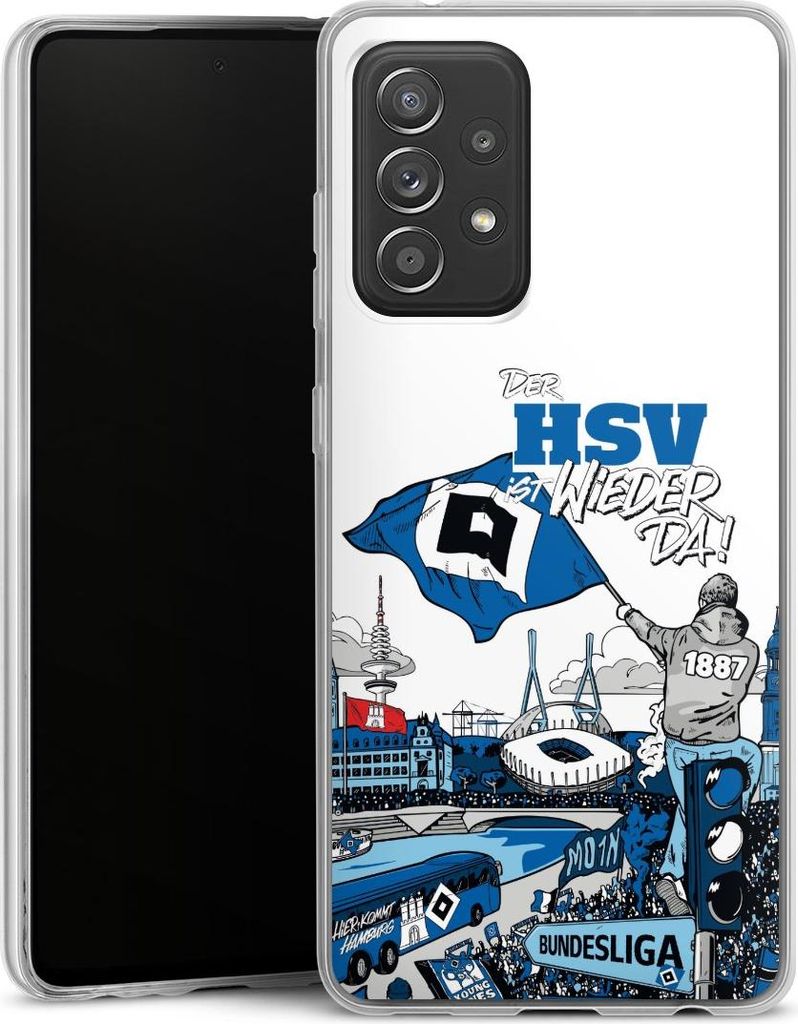 DeinDesign Slim Hülle für Samsung Galaxy A52 5G Silikon Case Ultra Dünn Handyhülle Aufstieg Hamburger SV Offizielles Lizenzprodukt