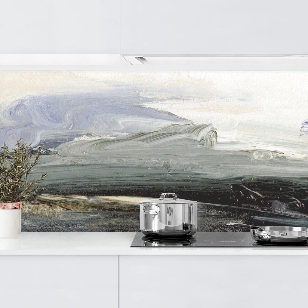 Küchenrückwand originell selbstklebend - 0.65 mm Wandpaneel wasserfest Design grau Aquarell Abstrakt Spritzschutz fugenlos