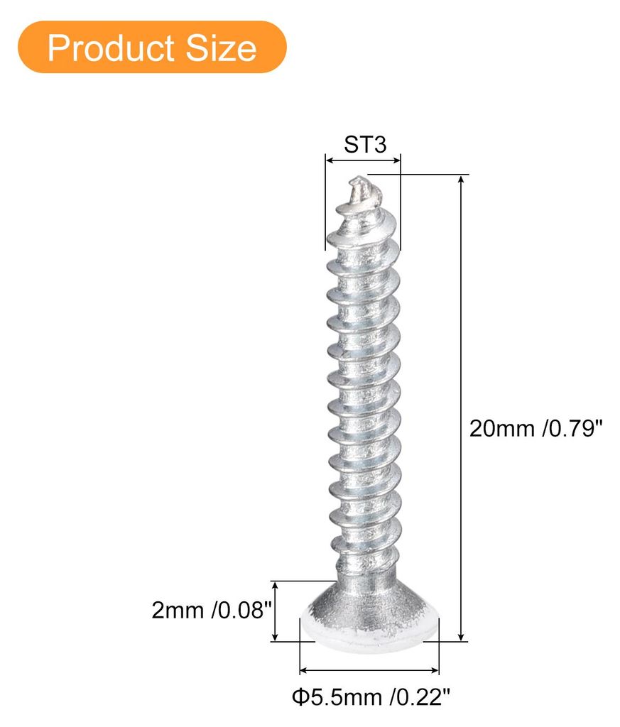 ST3x20mm 25Stk Wei?e Schrauben Senkkopf Holz Selbstschneidend Schrauben Flach Kopf Kreuzschlitz Holzschrauben fš¹r Holzarbeiten