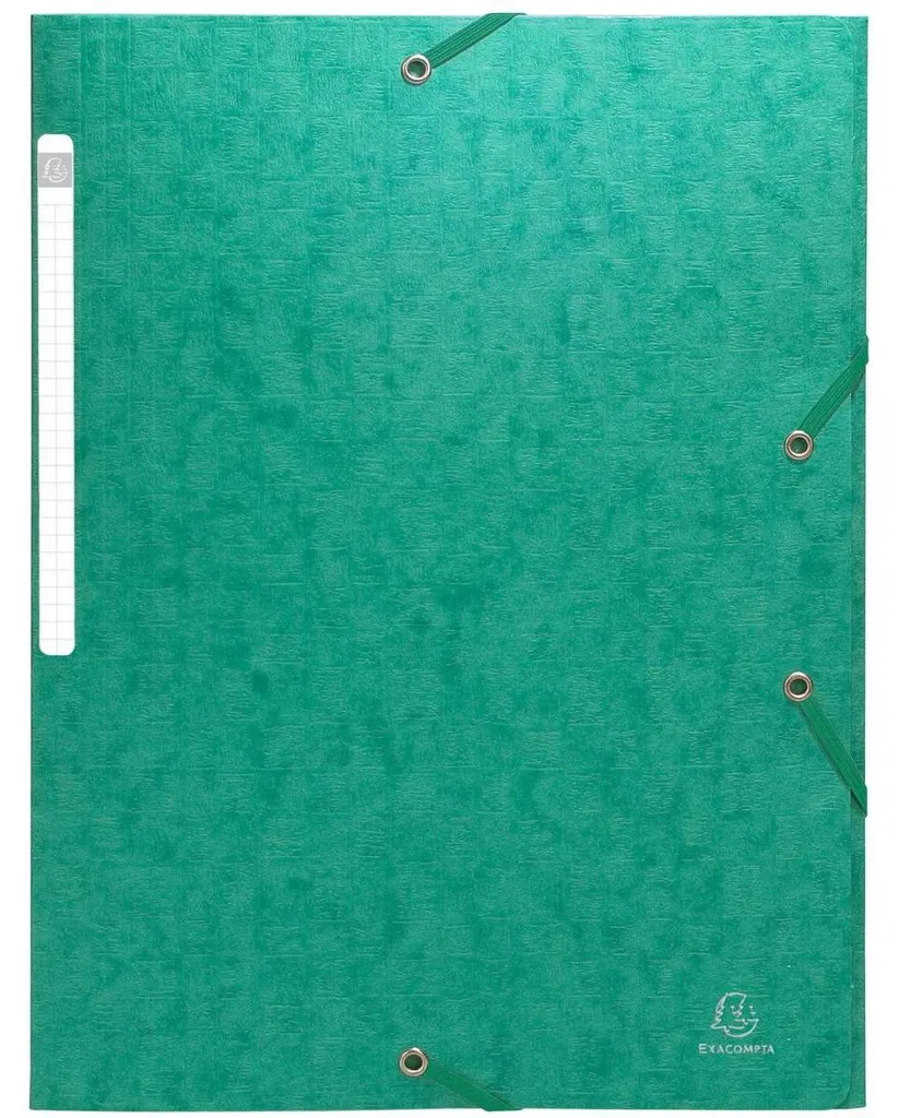 Chemise à rabats A4 en carte lustrée 600g verte avec élastiques x25