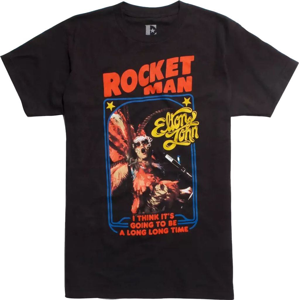 Elton John - "Rocket Man" T-Shirt für Herren/Damen Uni RO7868 (S) (Schwarz)