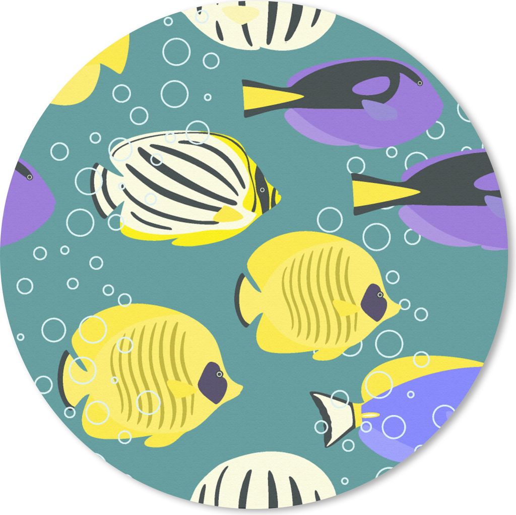 MuchoWow Mauspad Mousepad Muster - Fisch - Wasser 50x50 cm - Mousepads - Maus Mat - Pad - Mausunterlage - Vinyl
