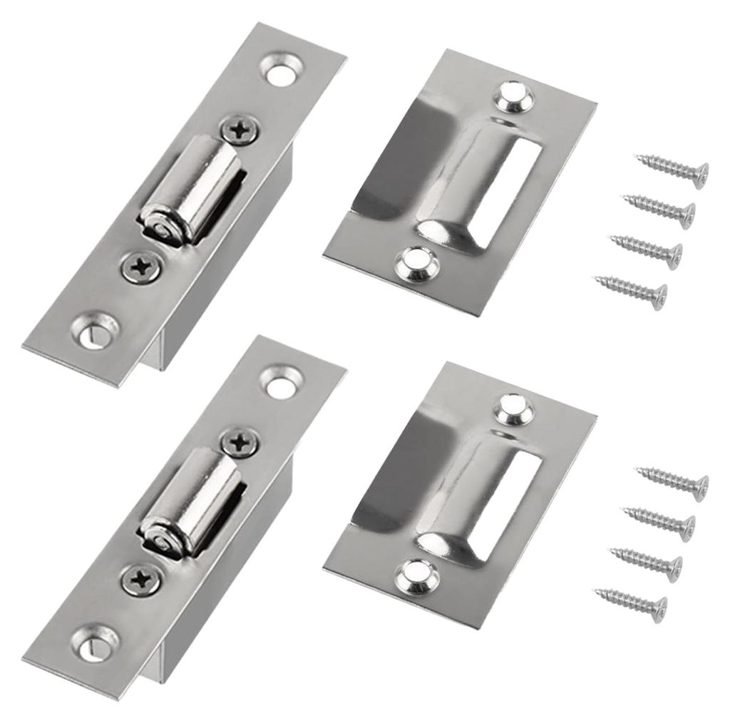 2 Edelstahl-Kugelschlösser, verdeckte Türschlösser für Haustüren, verstellbare Federrollenschlösser 20 mm mit Schrauben für Küchen-, Schlaf...