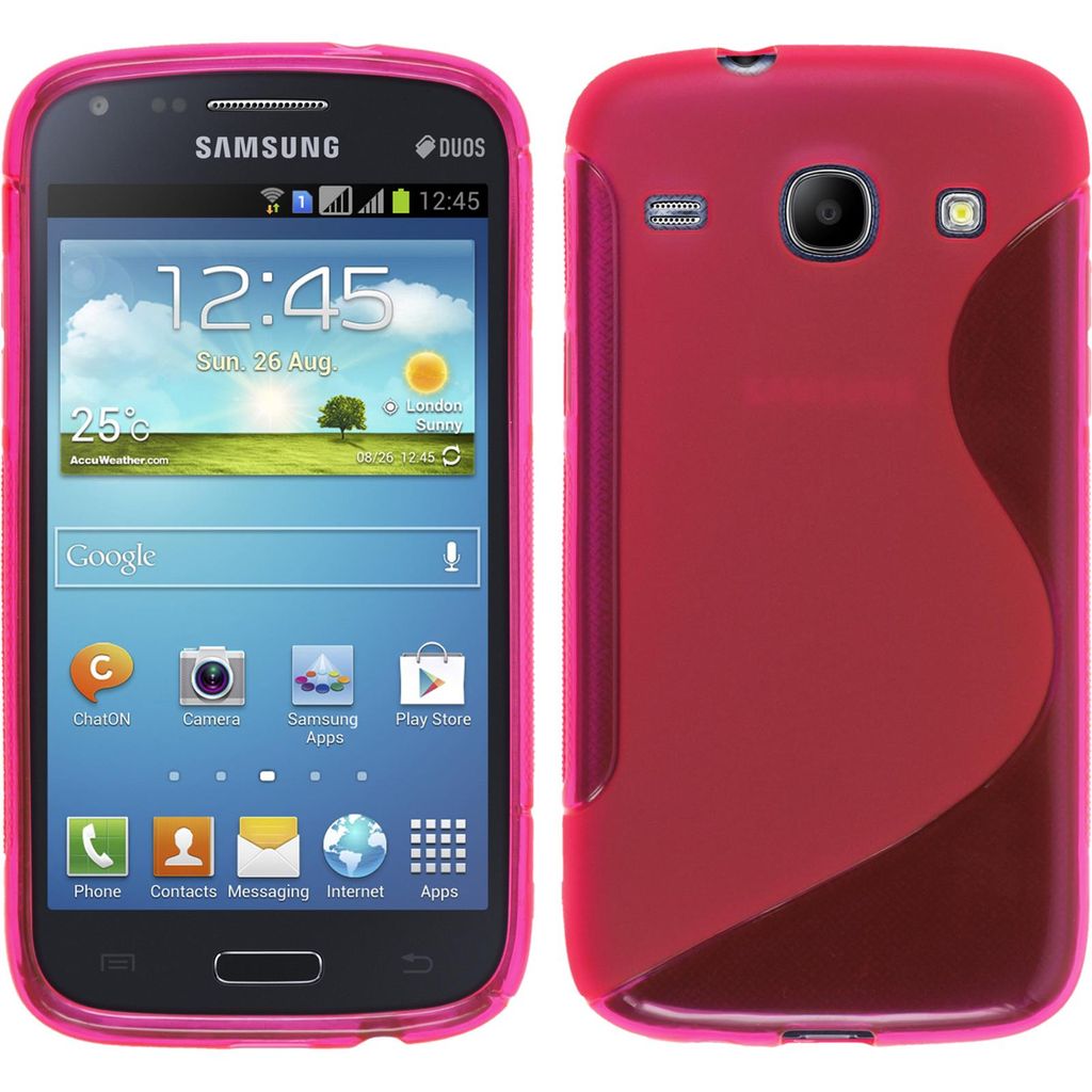 PhoneNatic Case kompatibel mit Samsung Galaxy Core - pink Silikon Hülle S-Style + 2 Schutzfolien