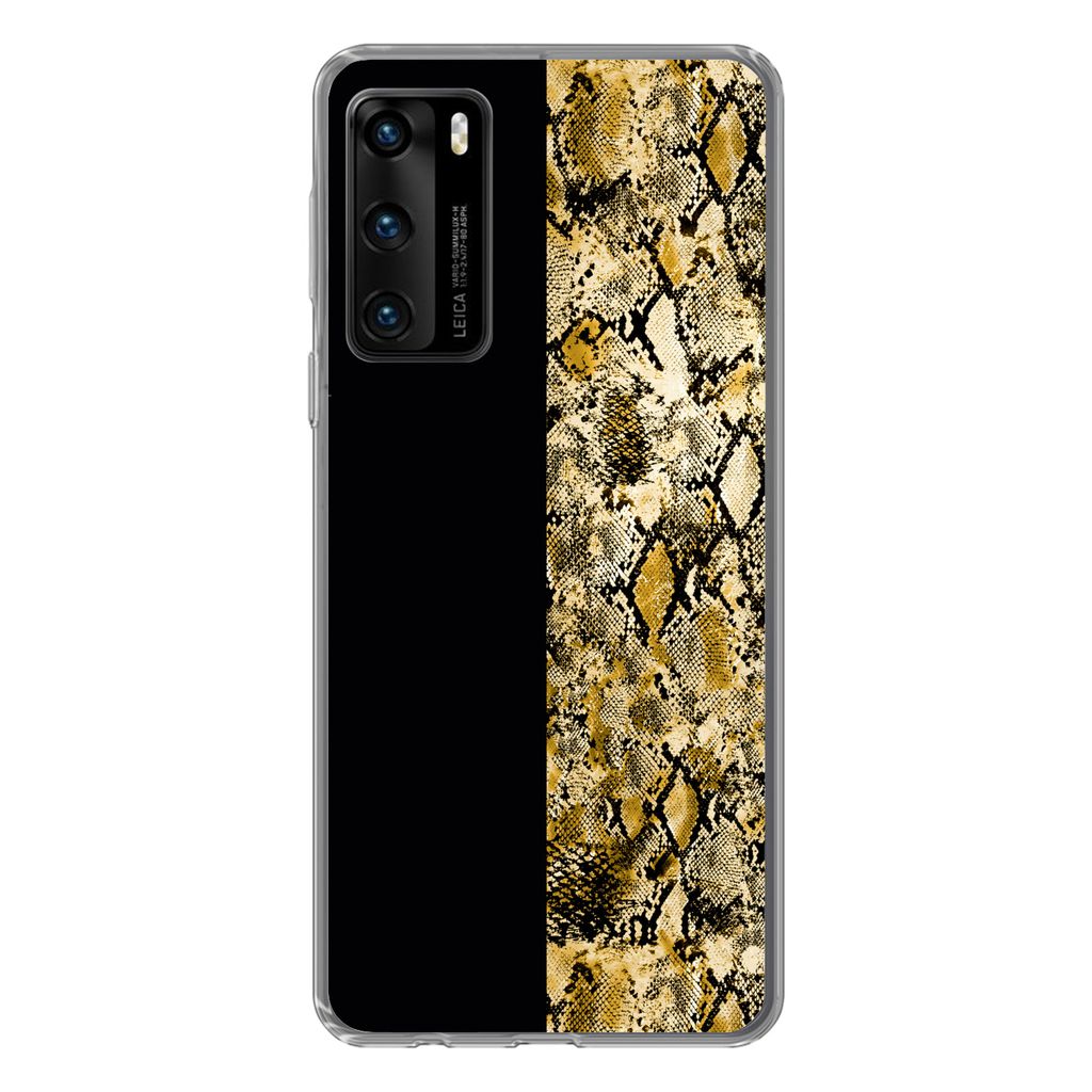MuchoWow Handyhülle Schutzhülle Hülle für Huawei P40 Schlange - Gold - Luxus Silikon Softcase Handy Hülle - Handytasche