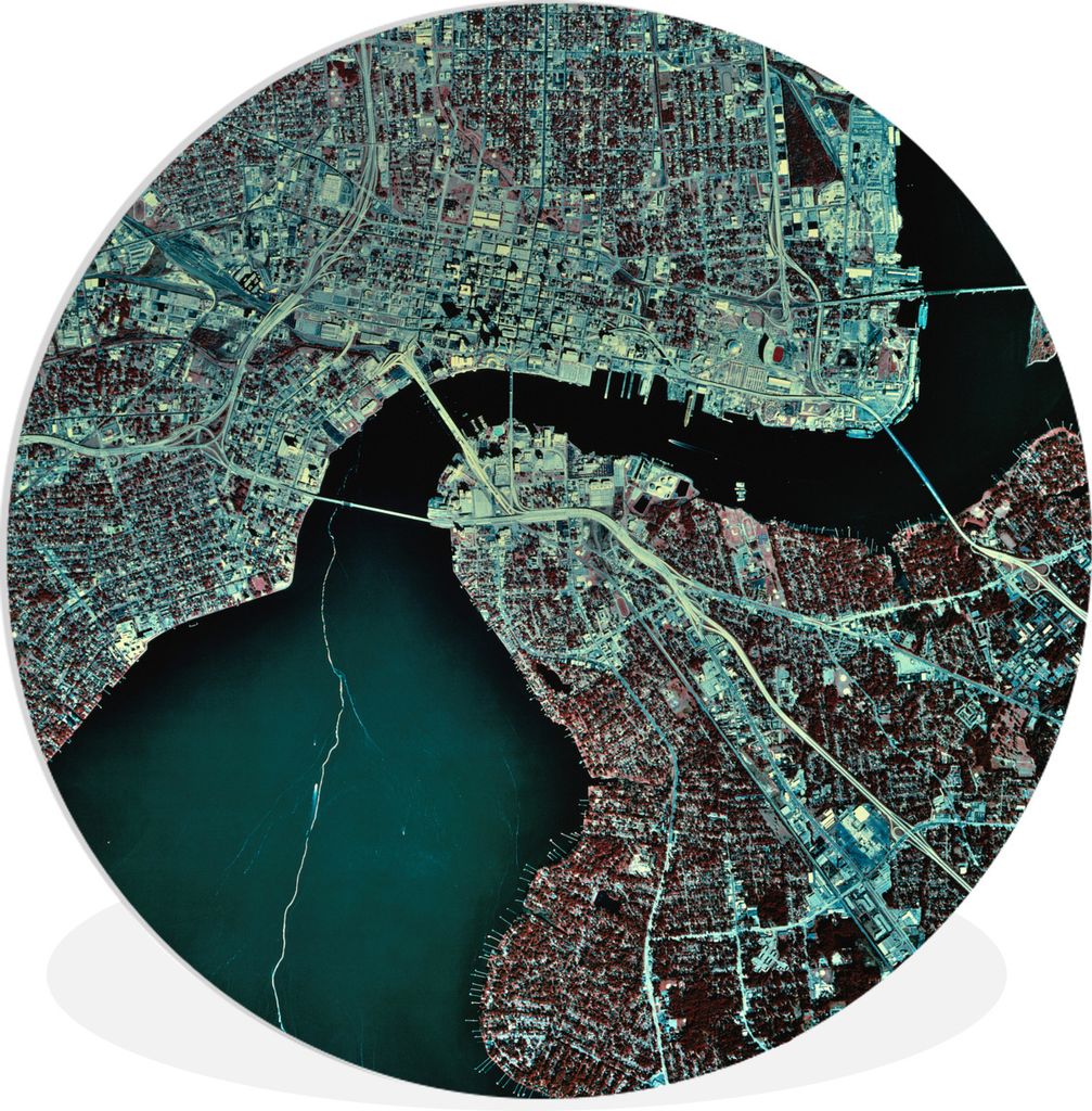 MuchoWow Rundes Wandbild - Runde Bilder Satellitenbild von Jacksonville in Florida, USA Ø 90 cm Kreis Wanddekoration Kunststoff - Wandkreis - Wa...