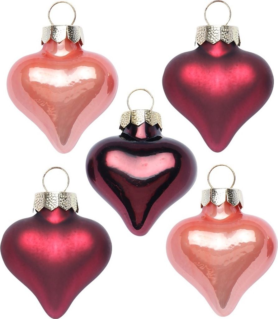 Christbaumschmuck Herzen 4cm Glas 8 Stück - Vintage Rose Produktbild 