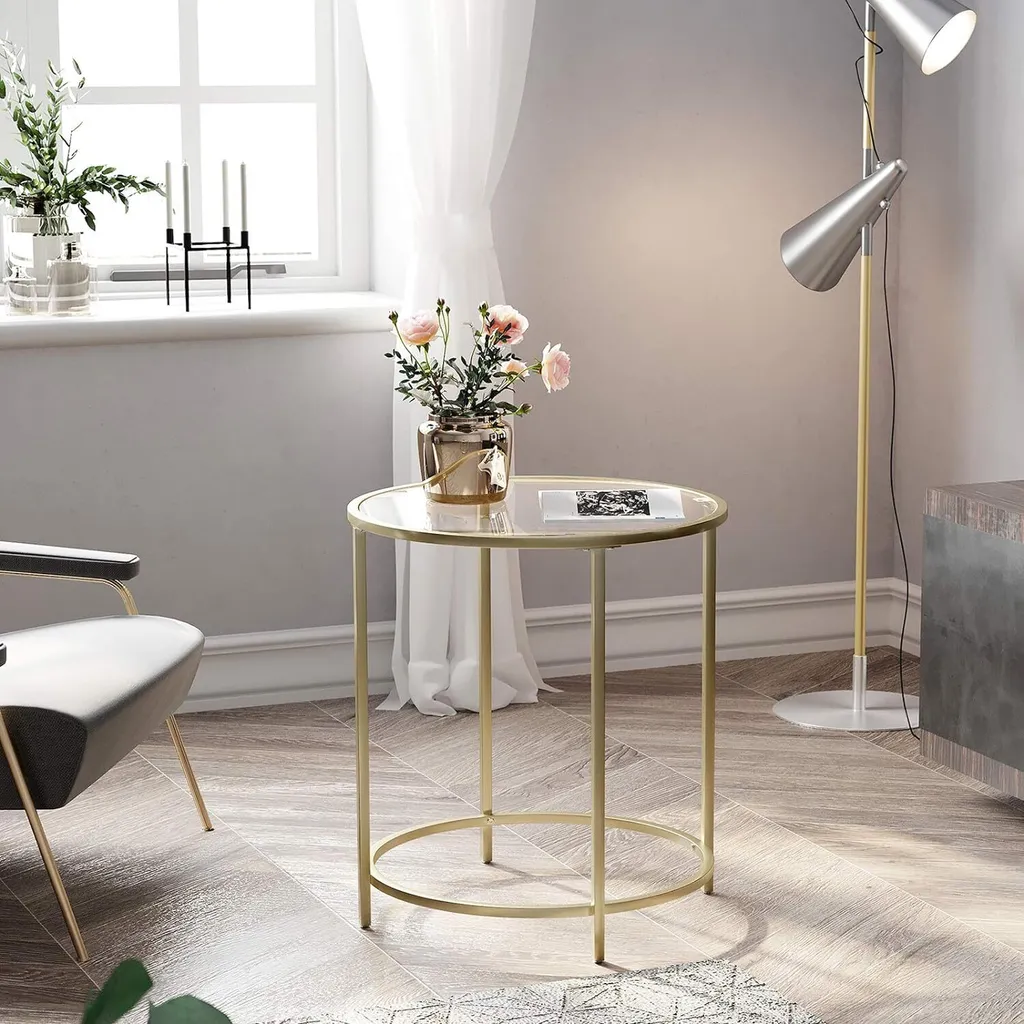 Set 2 Tavolini da Caffè VASAGLE Vetro e Oro: Arredo Moderno Elegante - 5