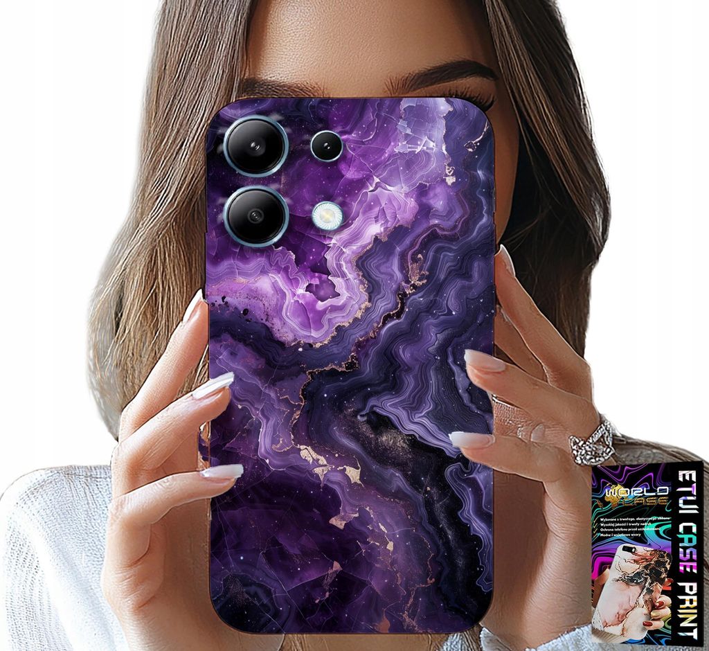 Fall Für Xiaomi Note 14S - Lila Marmor Mode Frauen + Glas
