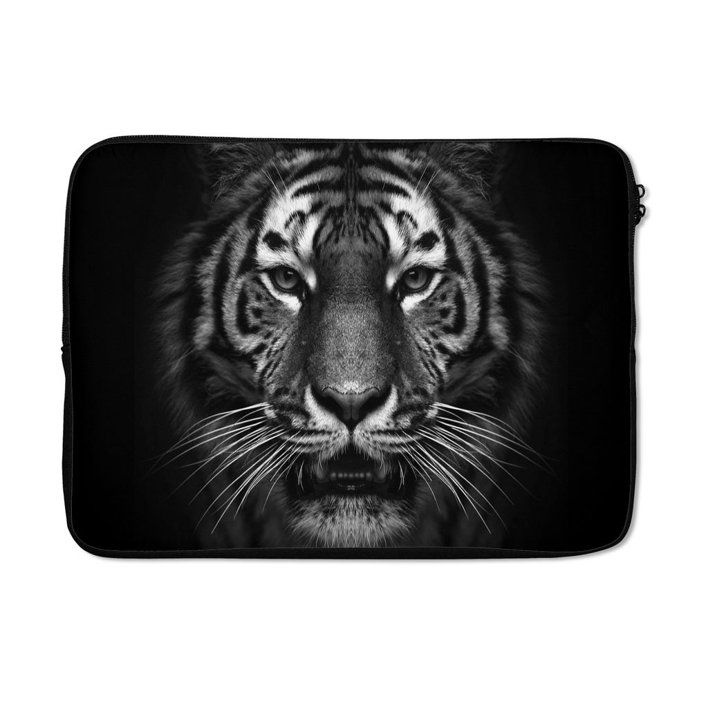 MuchoWow Laptop Hülle 14 ZollTiger - Tiere - Schwarz - Weiß - Porträt - Wild Laptoptasche - Laptoptasche - Stoßsicher - Schutzhaube