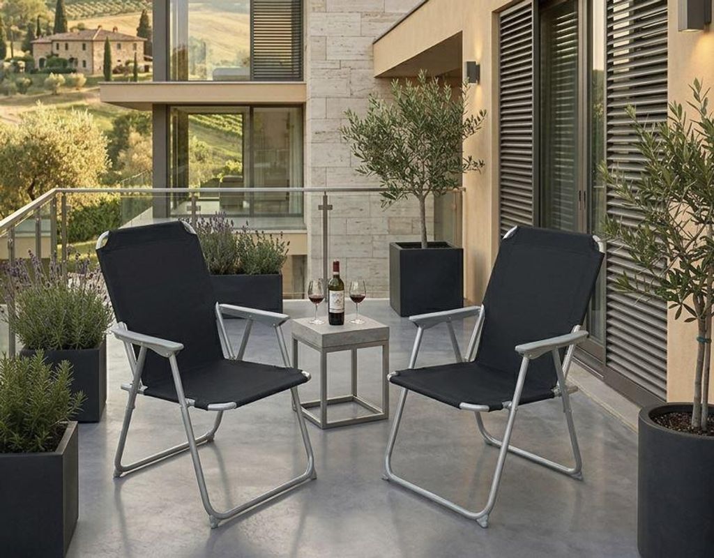 2er Set Campingstuhl SUNNY SEAT Schwarz faltbarer Produktbild 