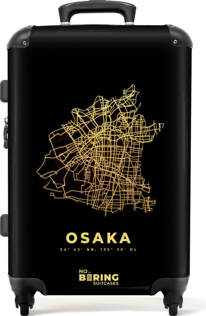 NoBoringSuitcases.com Großer Koffer - Osaka - Karte - Gold - Karten - Japan - Kombinationsschloss TSA - Hartschalen Trolley 4 Rollen - 72 liter ...