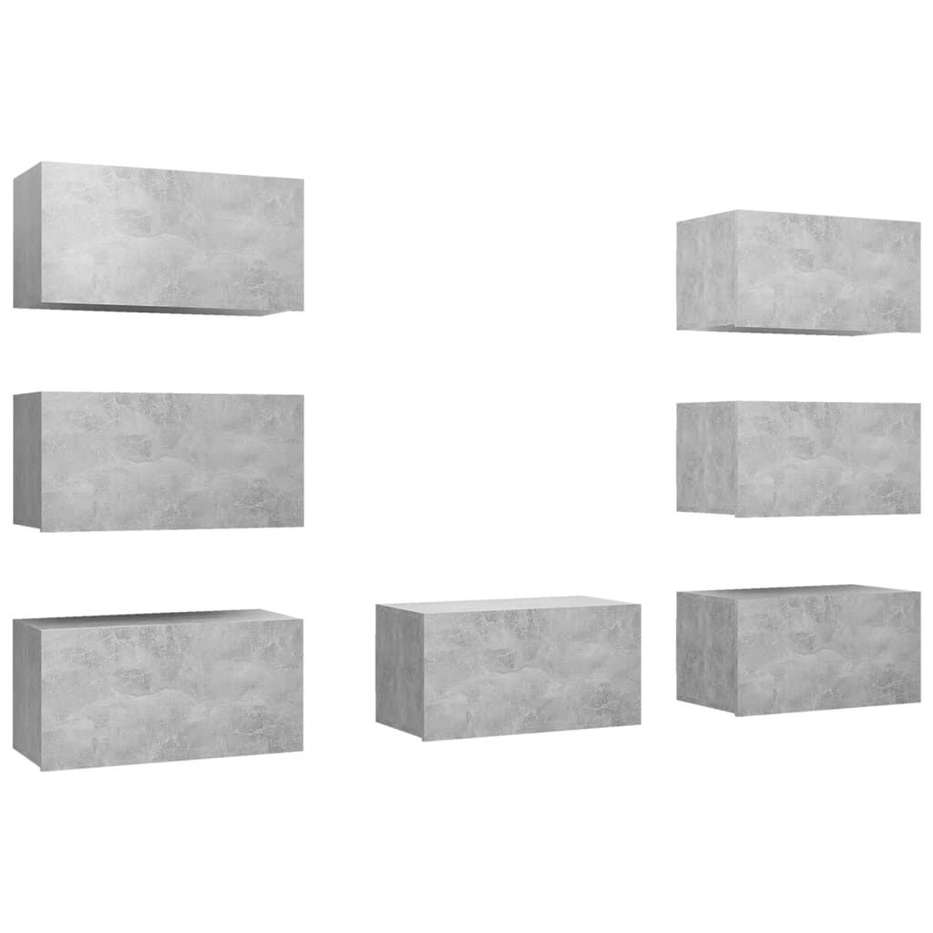 vidaXL TV-Schränke 7 Stk. Betongrau 30,5x30x60 cm Holzwerkstoff
