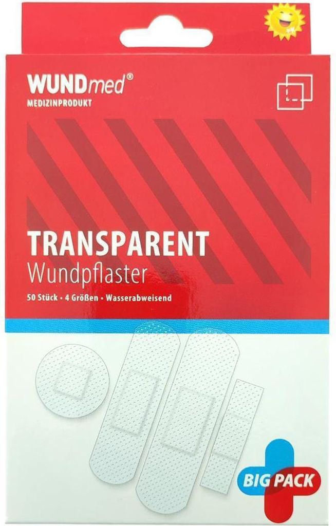 WUNDmed Pflaster transparent + wasserfest 4 Größen, 50 St. Pflaster