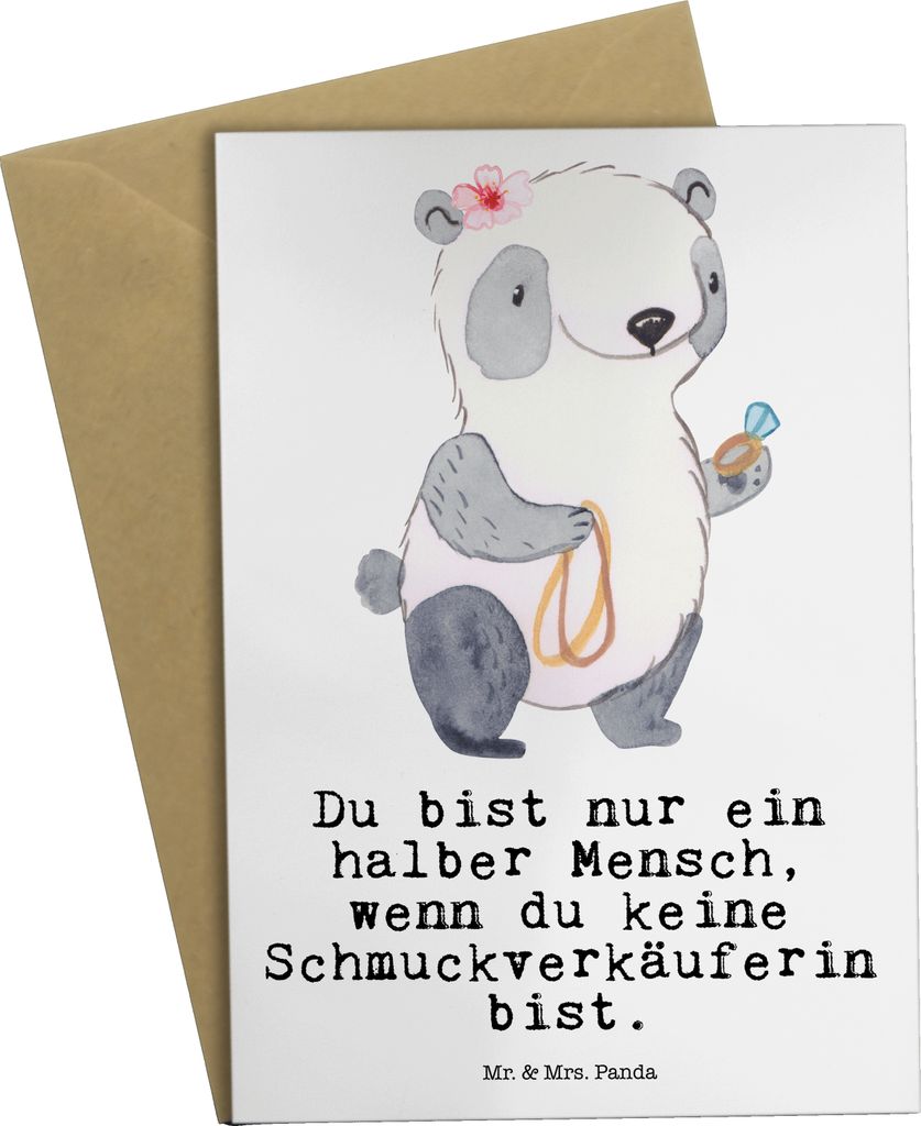 Mr. & Mrs. Panda valentinstagskarte Schmuckverkäuferin Herz - Weiß - Geschenk, osterkarte, weihnachtskarten, babykarte, Schmied, AusbildungSpruch...