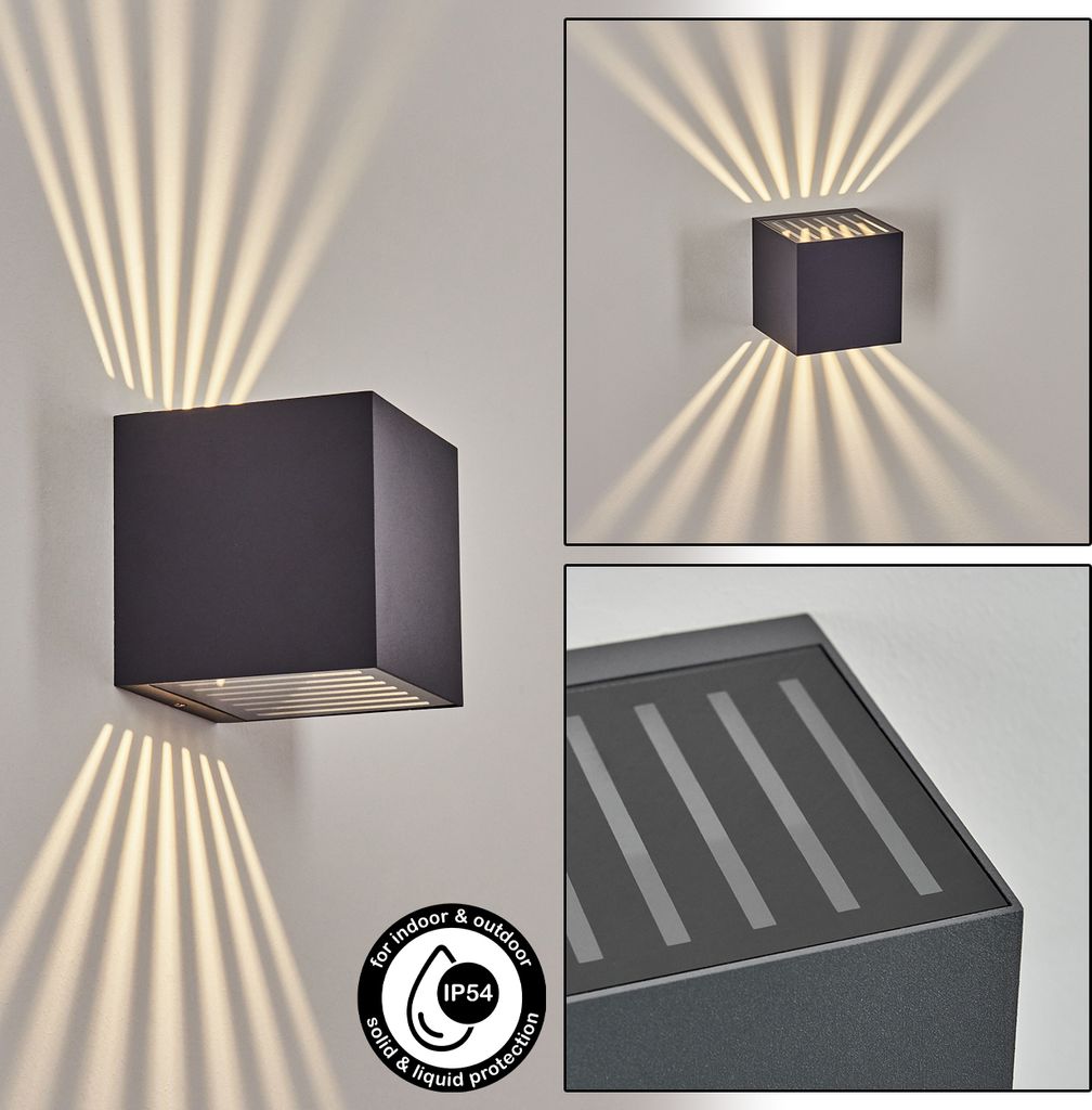 Montetassi Wandlampe aus Metall/Kunststoff in Anthrazit/Schwarz/Weiß